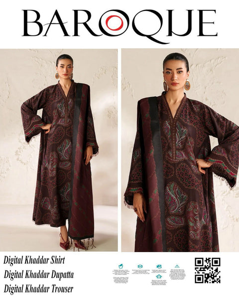 Baroque Winter Essentials | Premium Khaddar 3pc Digital Printed Suits