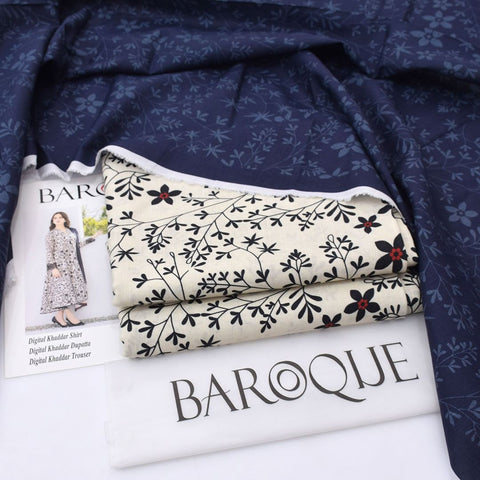 Baroque Winter Digital Khaddar 3-Piece Unstitched Suit | Digital Printed Shirt, Dupatta & Trouser