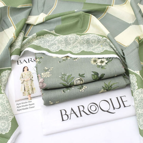 Baroque Winter Digital Khaddar 3-Piece Unstitched Suit | Digital Printed Shirt, Dupatta & Trouser