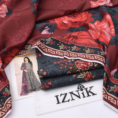 IZNIK Digital Khaddar Winter Collection | 3-Piece Unstitched Suit – Premium Digital Printed Khaddar Shirt, Dupatta & Trouser