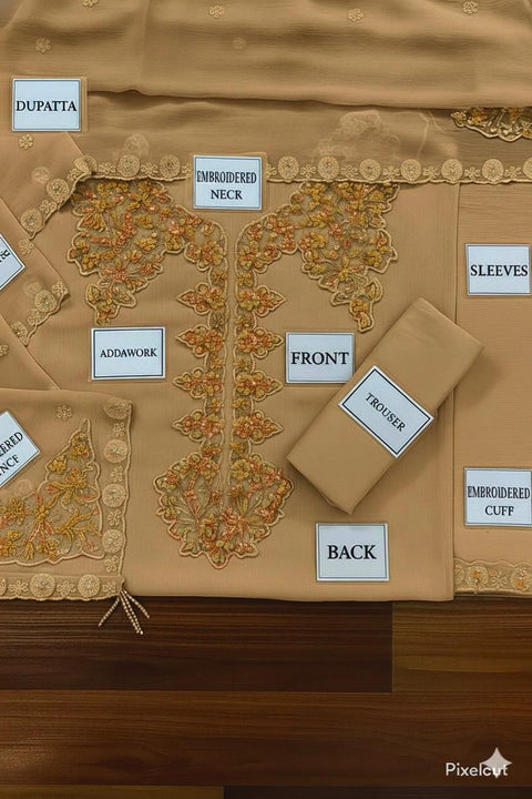 IZNIK Luxury Embroidered Crinkle Chiffon 3-Piece Suit | Premium Adda Work Collection