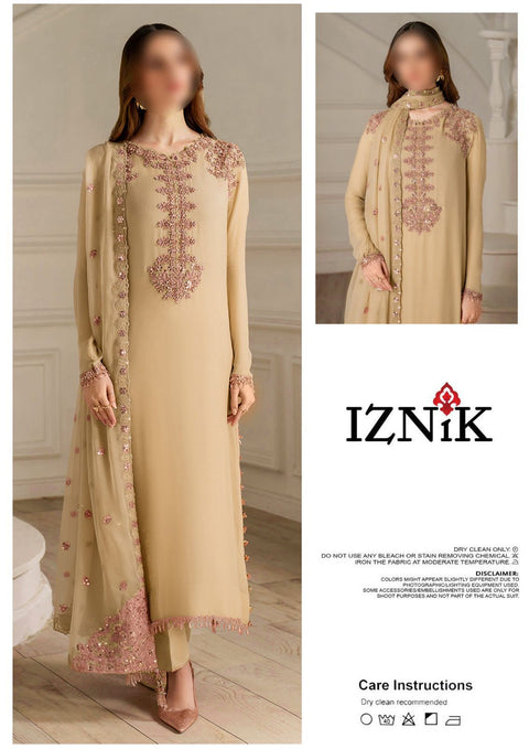 IZNIK Luxury Embroidered Crinkle Chiffon 3-Piece Suit | Premium Adda Work Collection