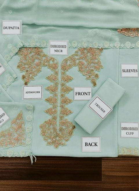 IZNIK Luxury Embroidered Crinkle Chiffon 3-Piece Suit | Premium Adda Work Collection