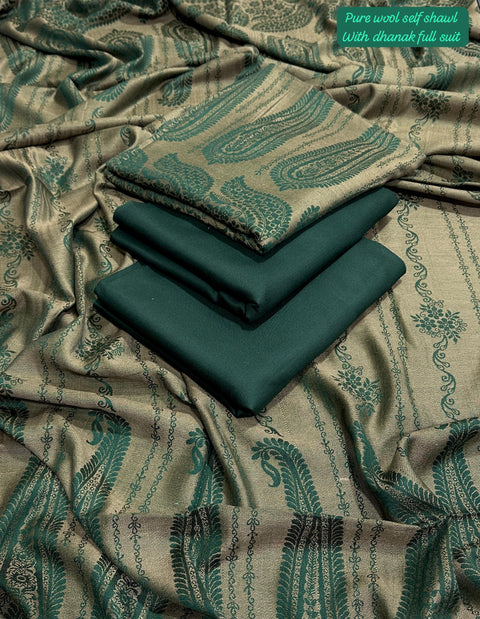 Winter 2025 Pure Wool & Kashmiri Karandi Shawl Suit | Dhanak 3-Piece Unstitched Collection