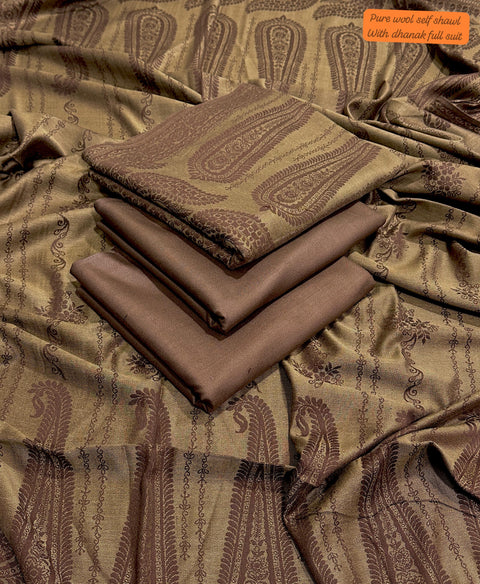 Winter 2025 Pure Wool & Kashmiri Karandi Shawl Suit | Dhanak 3-Piece Unstitched Collection