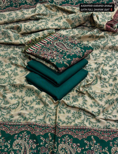 Winter 2025 Pure Wool & Kashmiri Karandi Shawl Suit | Dhanak 3-Piece Unstitched Collection