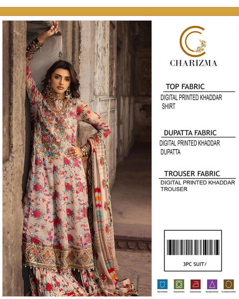 Charizma Digital Printed Khaddar 3-Piece Unstitched Suit | Luxury Winter Collection 2025