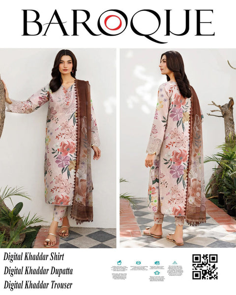 Baroque Winter Essentials | Premium Khaddar 3pc Digital Printed Suits
